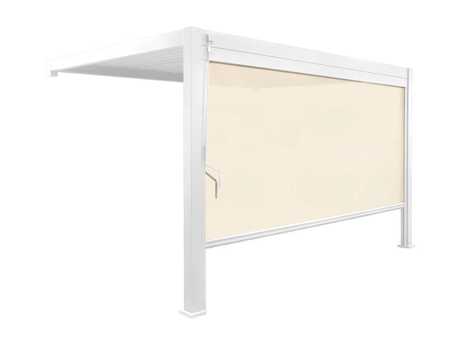 Pergola bioclimatica 3x4m in alluminio addossata + tenda 4m , bianco