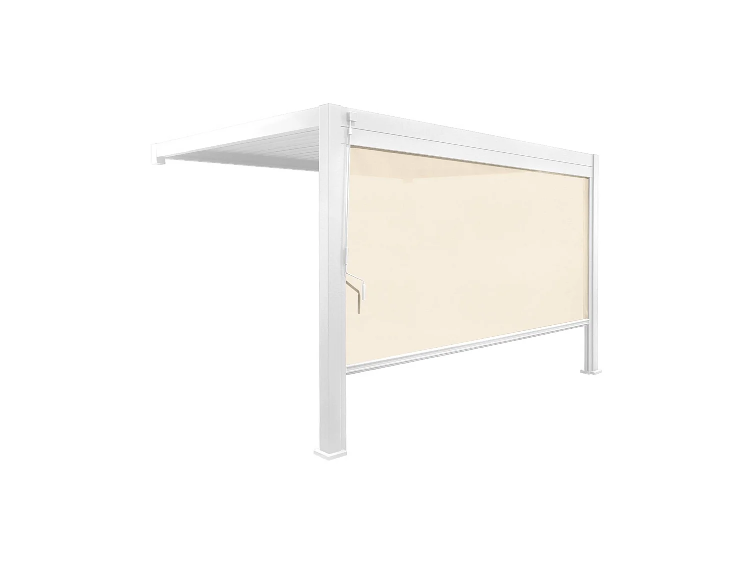 Pérgola bioclimática de aluminio adosada 3x4m + 1 toldo 4m  blanco