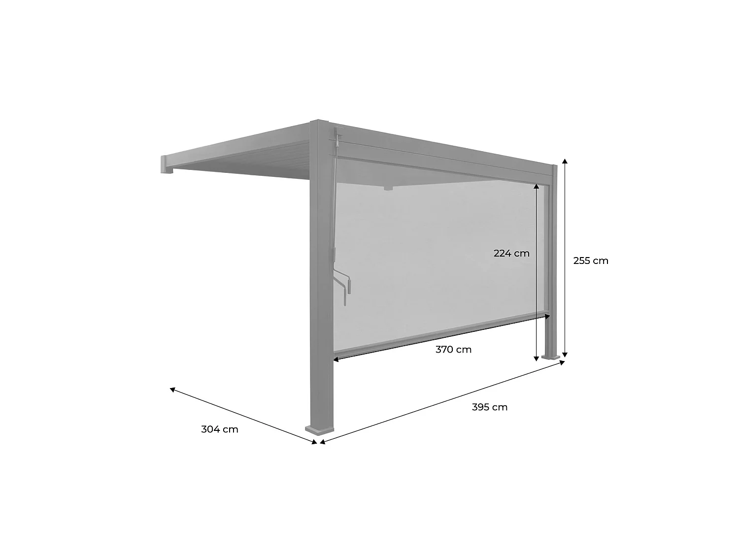 Pergola bioclimatica 3x4m in alluminio addossata + tenda 4m ,