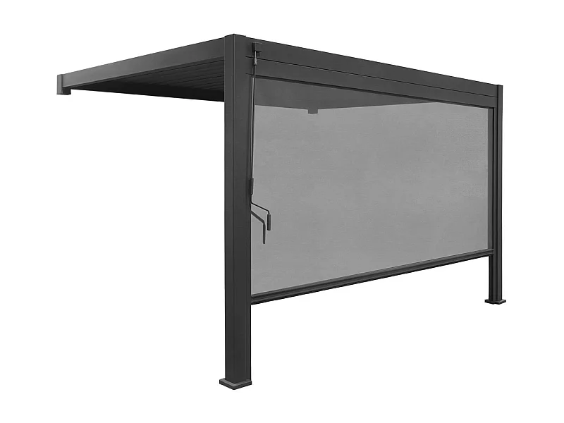 Pérgola bioclimática de aluminio adosada 3x4m + 1 toldo 4m  antracita