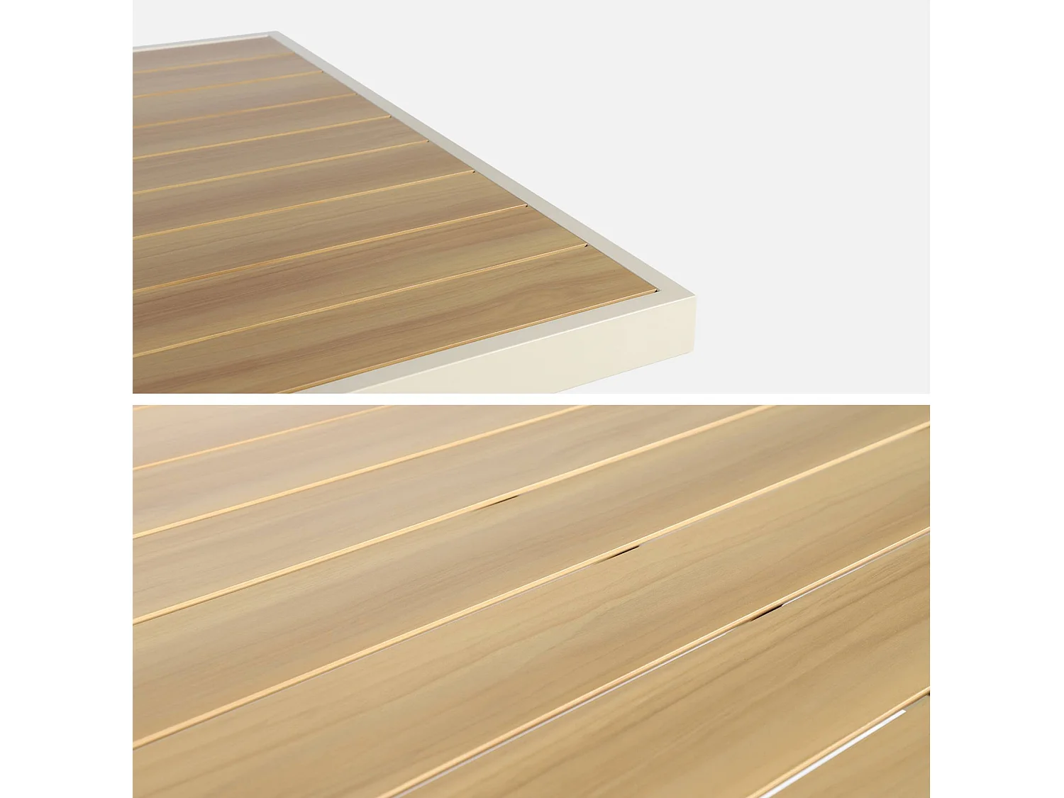 Table de jardin aluminium + 8 assises. table avec pieds en croix beige - Elina / Fira