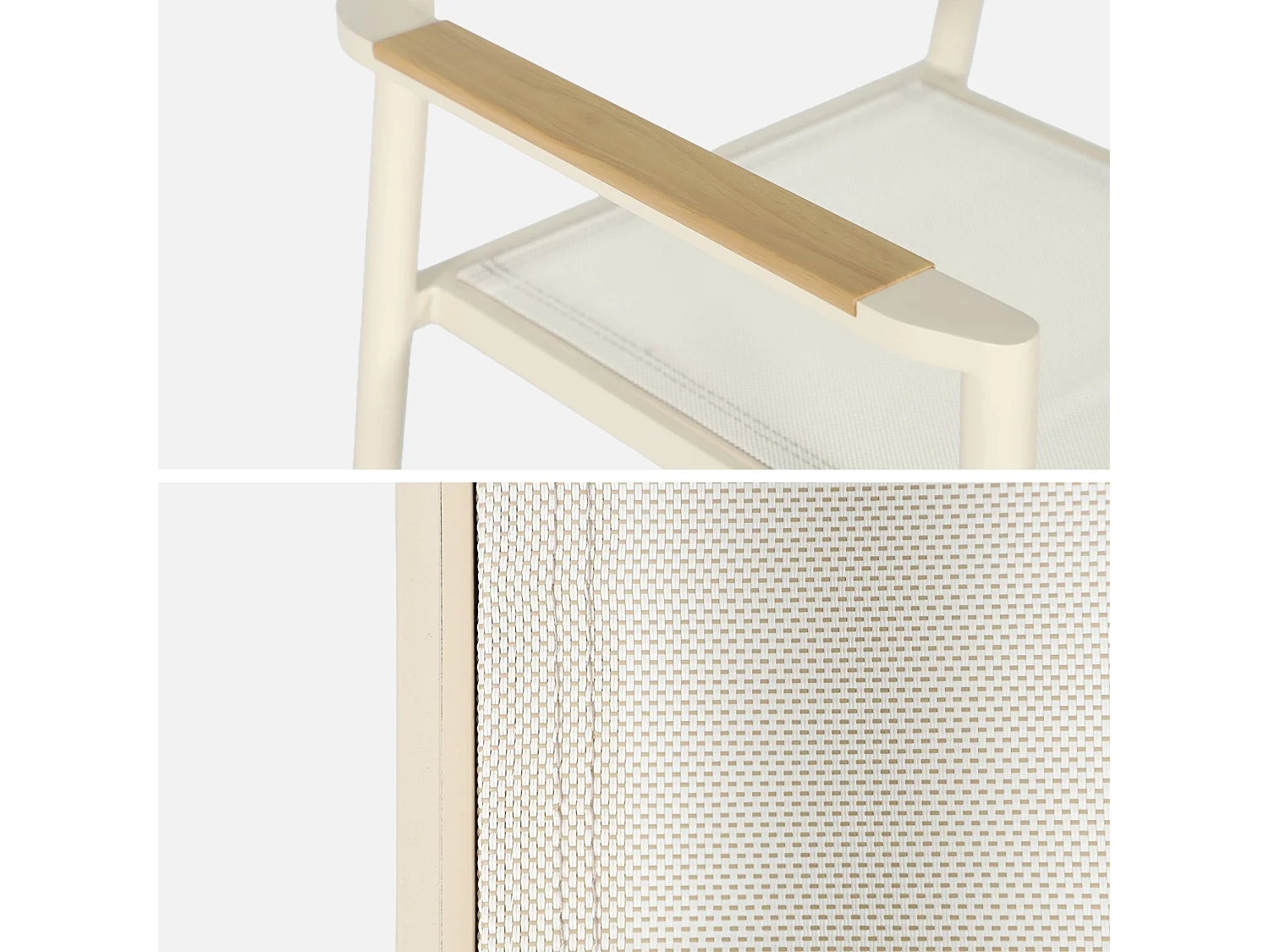 Table de jardin aluminium + 8 assises. table avec pieds en croix beige - Elina / Fira