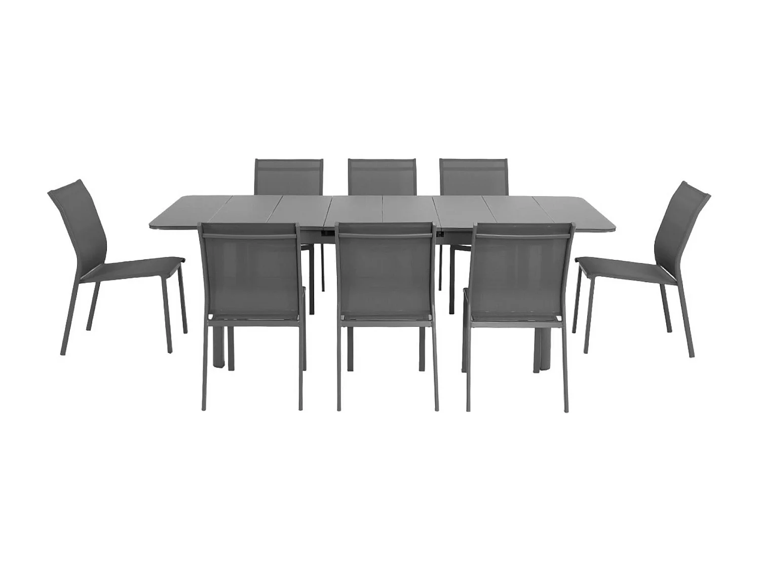 Set mesa de jardín extensible de aluminio de 8 a 10  sillas antracita