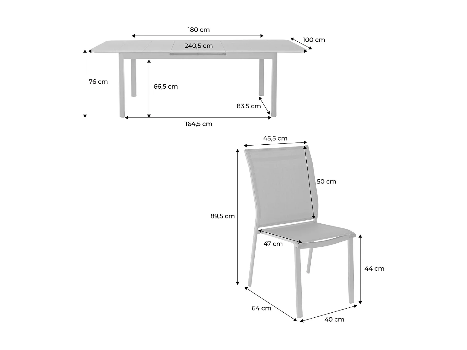 Set mesa de jardín extensible de aluminio de 8 a 10  sillas antracita