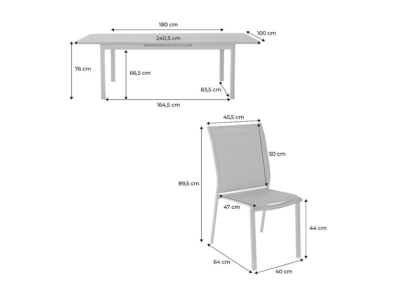Set mesa de jardín extensible de aluminio de 8 a 10  sillas antracita