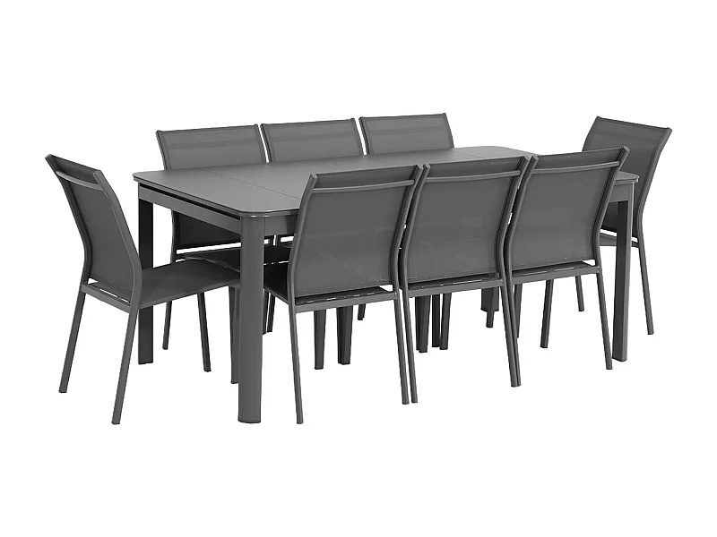 Set mesa de jardín extensible de aluminio de 8 a 10  sillas antracita