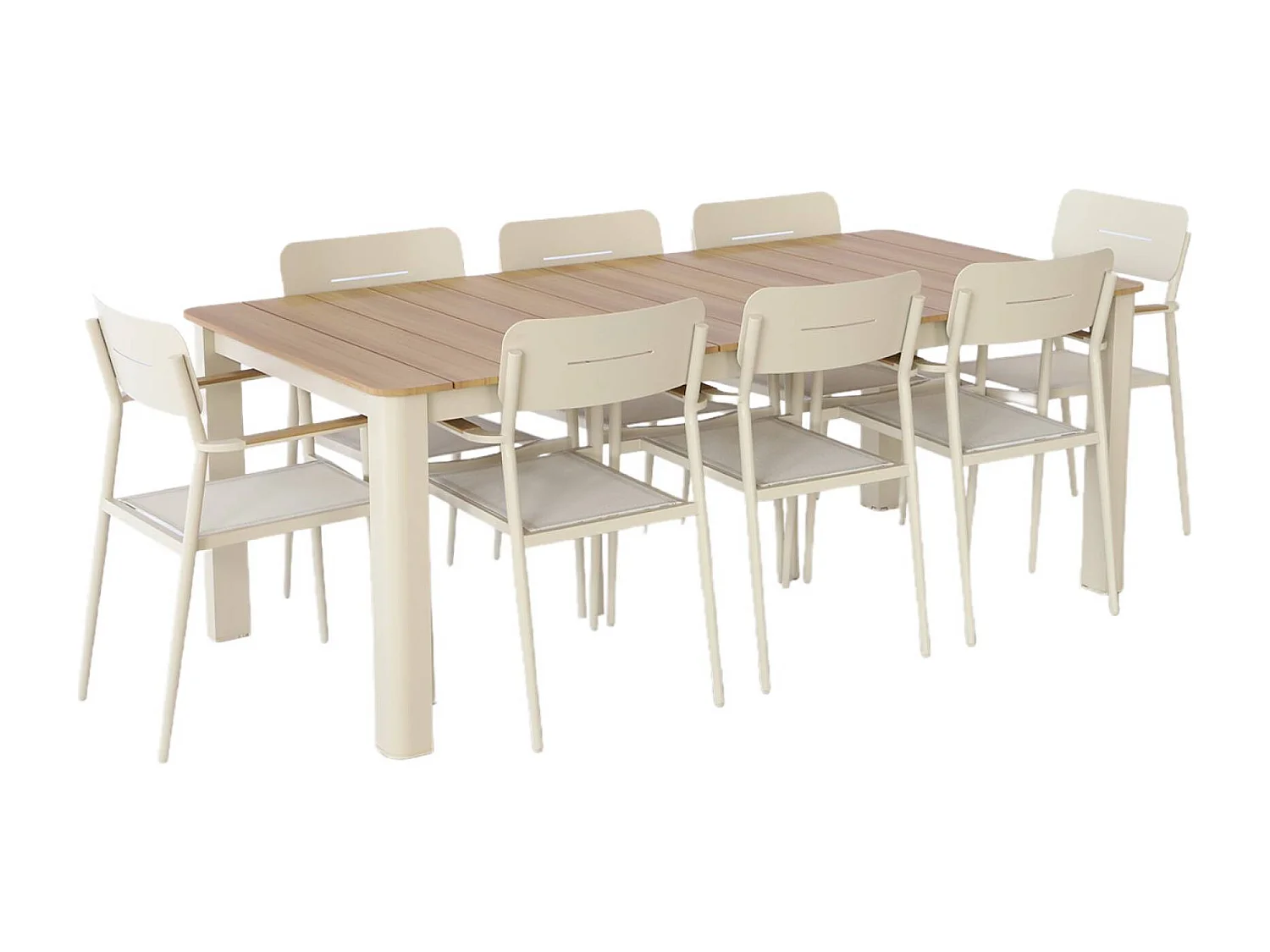 Table de jardin aluminium + 8 assises beige - Edera + Fira