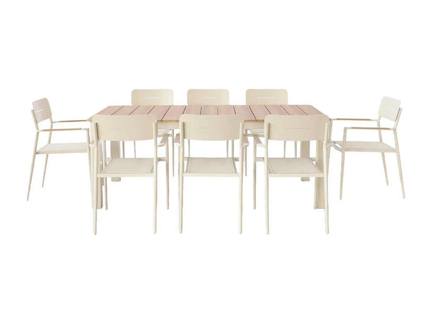Table de jardin aluminium + 8 assises beige - Edera + Fira