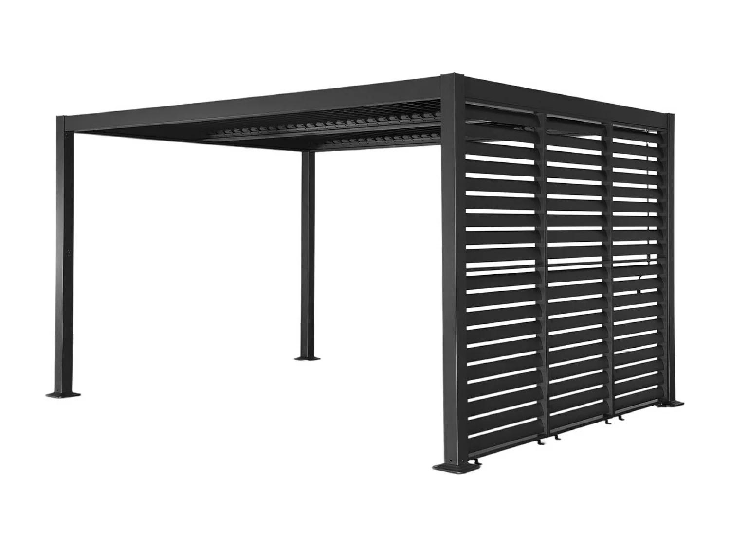 Pergola bioclimatica 3x4m in alluminio e acciaio + 3 persiane 1m,