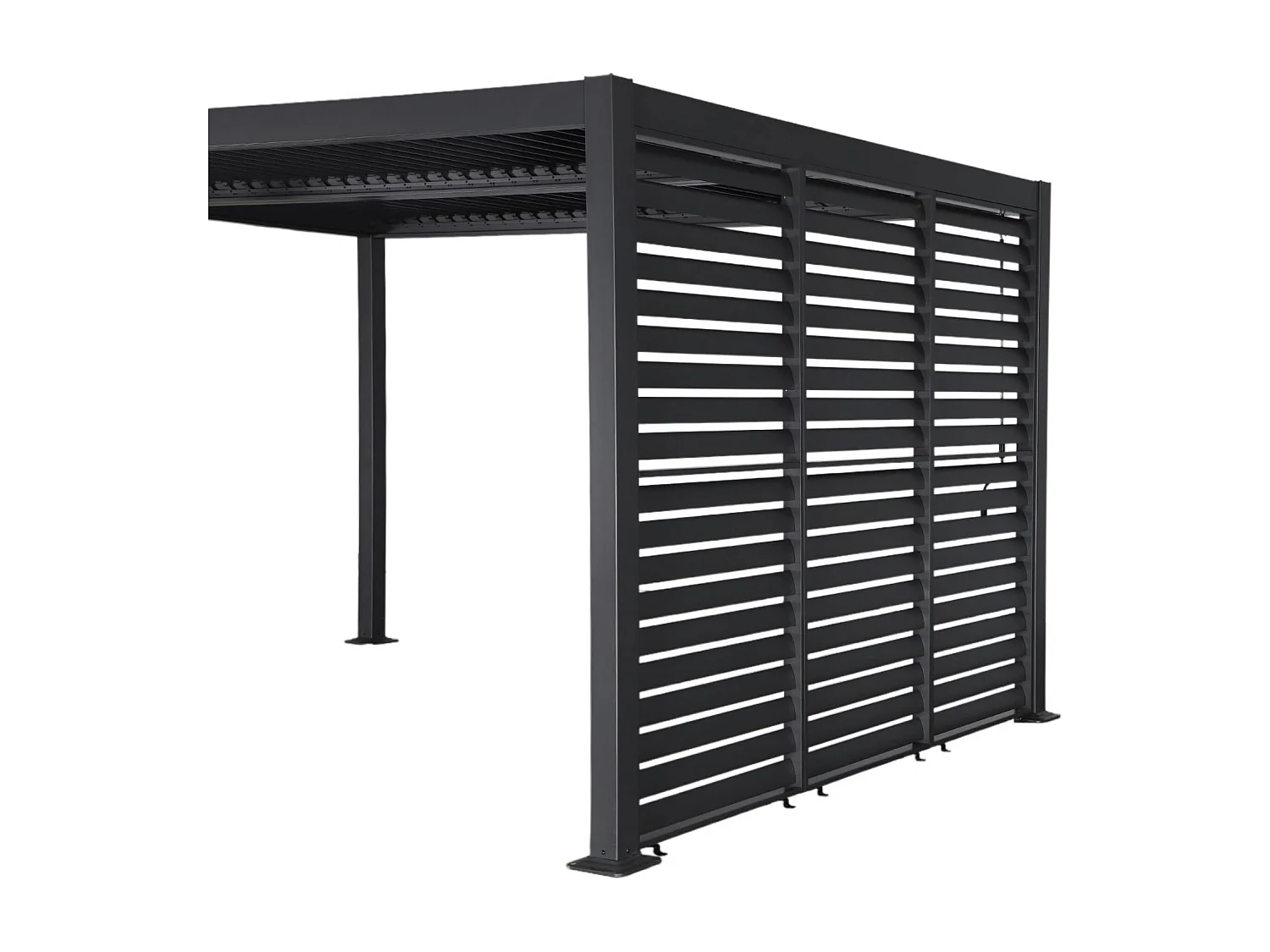 Pergola bioclimatica 3x4m in alluminio e acciaio + 3 persiane 1m,