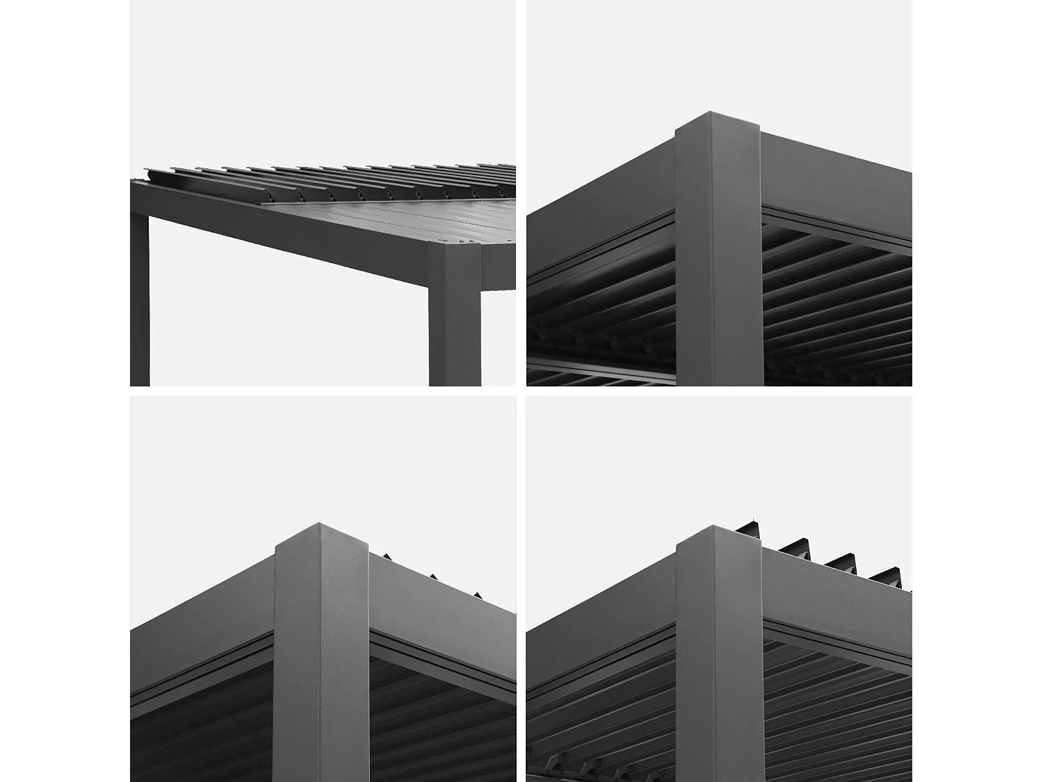 Pergola bioclimatica 3x4m in alluminio e acciaio + 3 persiane 1m,