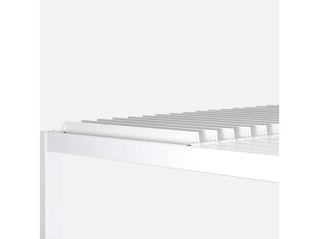 Pergola bioclimatica 3x3m in alluminio e acciaio + tenda 3m, bianco