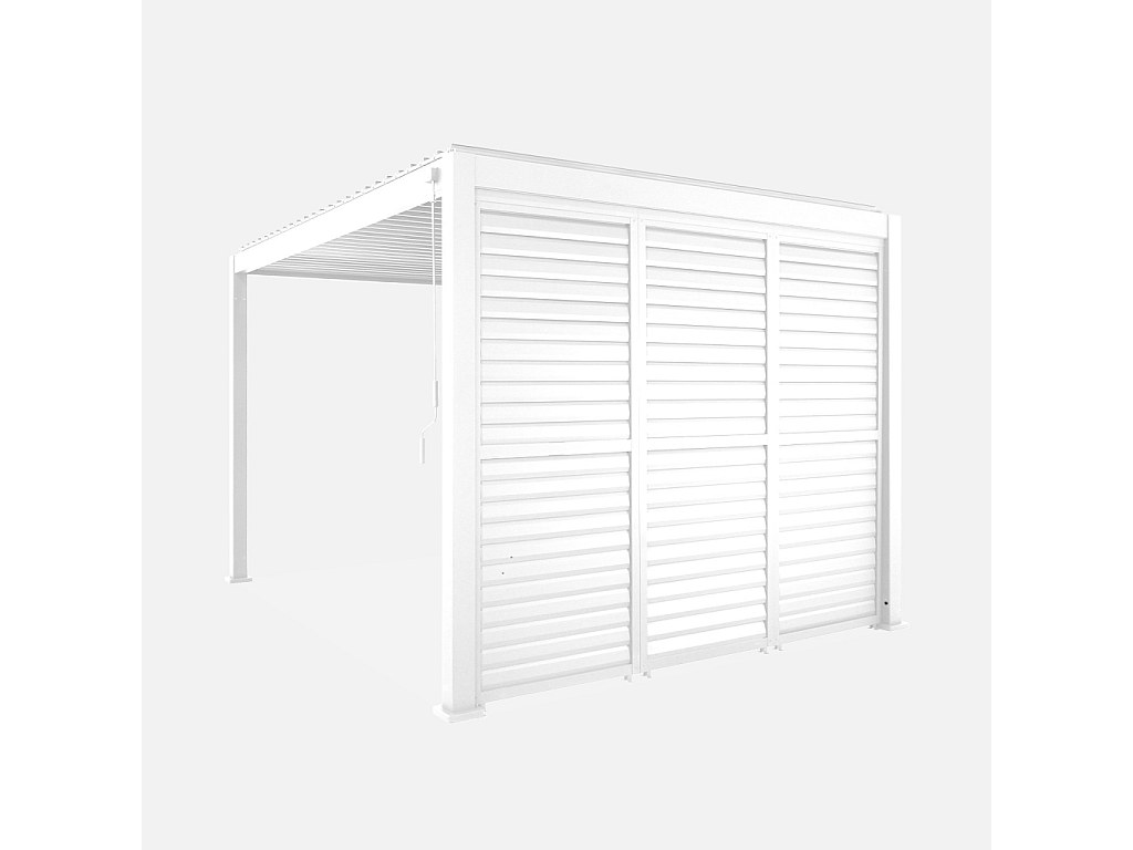 Pérgola bioclimática de aluminio 3x4m + 3 persianas 1m lamas