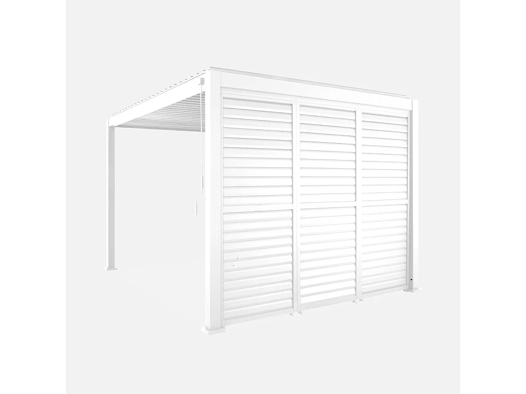 Pergola bioclimatica 3x4m in alluminio + 3 persiane 1m lamelle