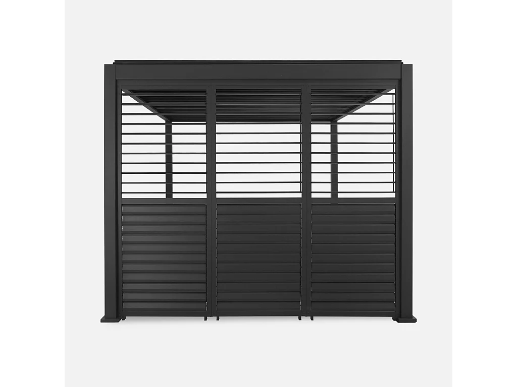 Pergola bioclimatica 3x4m in alluminio + 3 persiane 1m lamelle