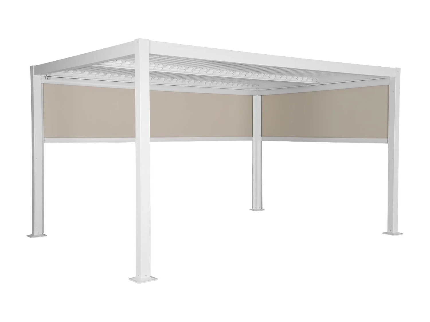 Pergola bioclimatica 3x4m in alluminio e acciaio + 1 tenda 3m + 1