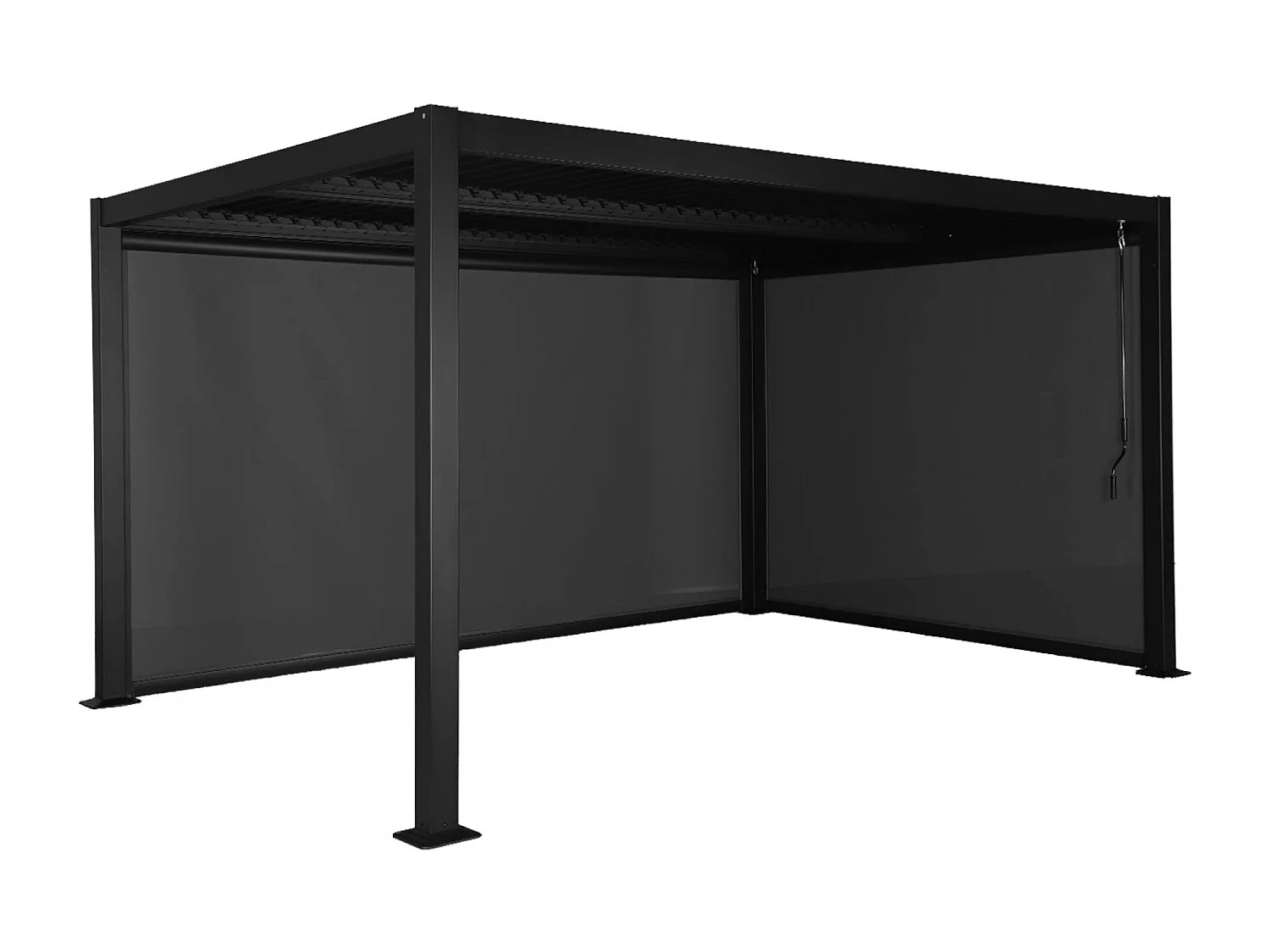 Pergola bioclimatica 3x4m in alluminio e acciaio + 1 tenda 3m + 1