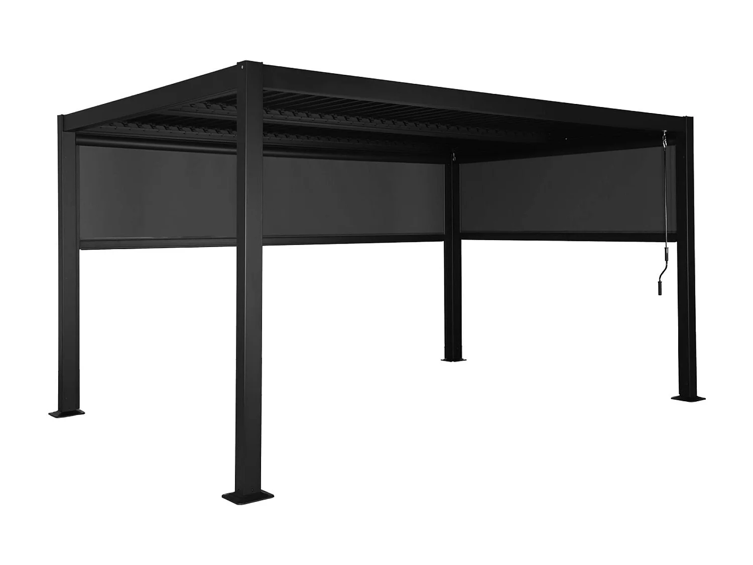 Pergola bioclimatica 3x4m in alluminio e acciaio + 1 tenda 3m + 1