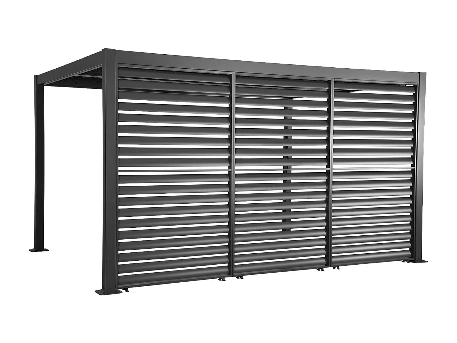 Pergola bioclimatica 3x4m in alluminio e acciaio + 3 persiane 1.3m,