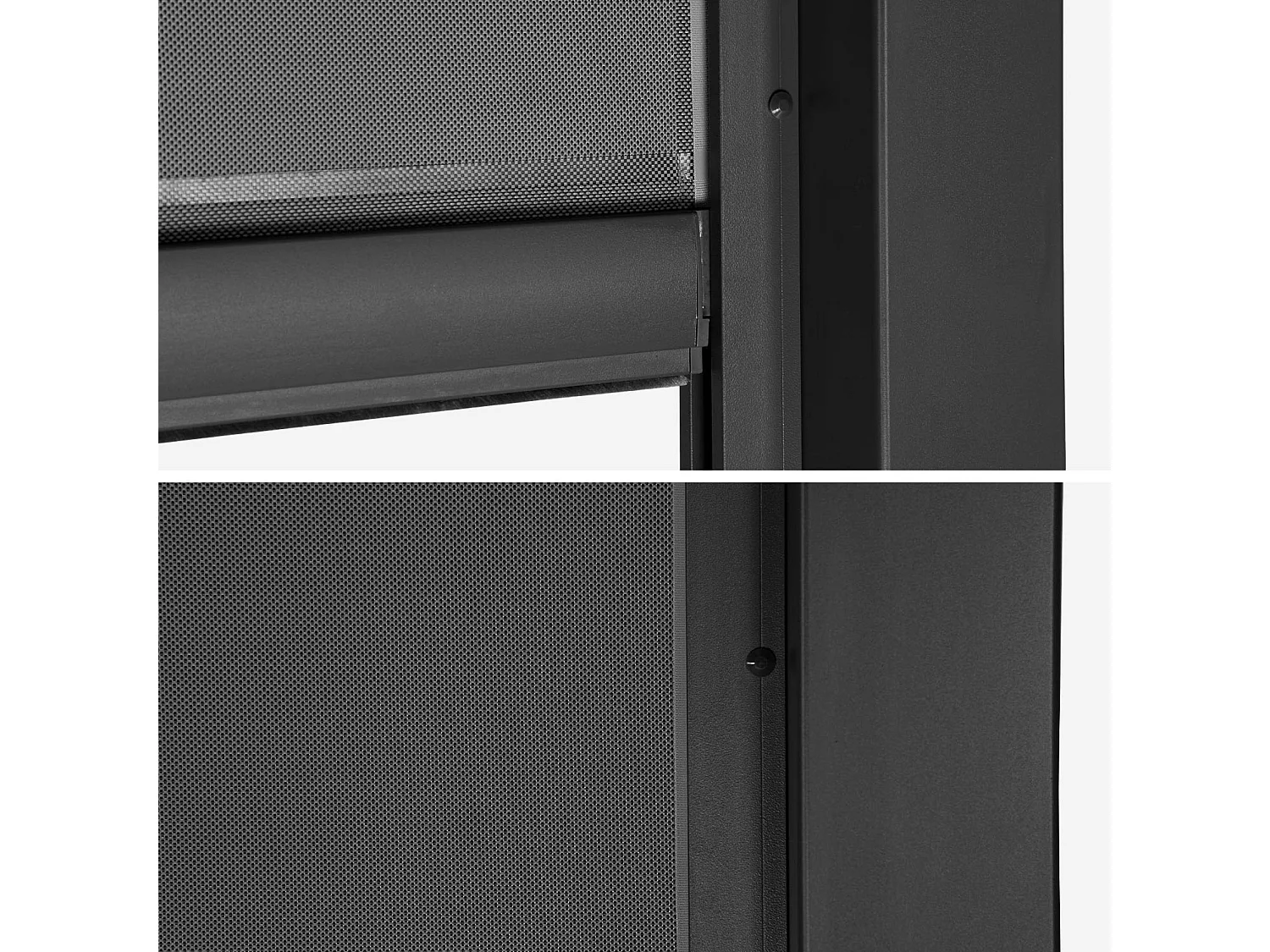 Pérgola bioclimática de aluminio y acero, 3x4m con 2 toldos 3m + 1