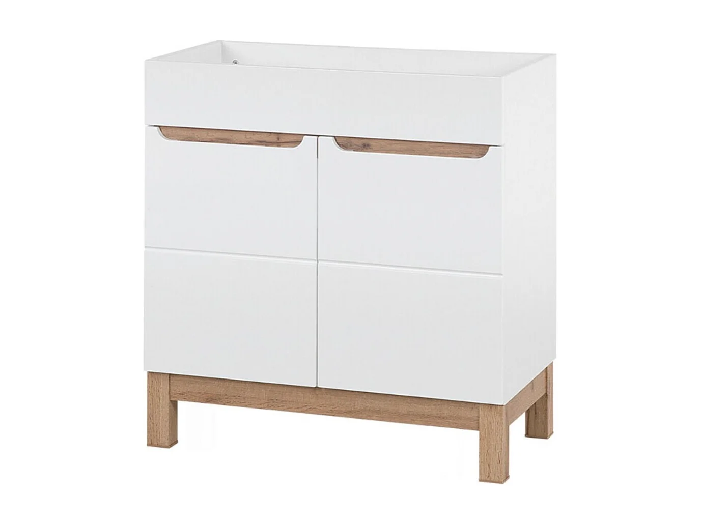 Ensemble de salle de bain ERMANO : meuble sous vasque 80cm + vasque à encastrer + siphon + colonne avec panier à linge