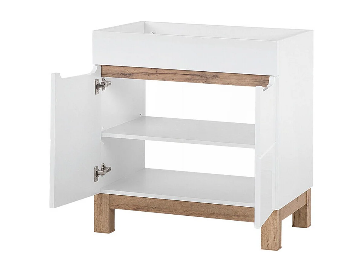 Ensemble de salle de bain ERMANO : meuble sous vasque 80cm + vasque à encastrer rectangulaire + siphon + colonne