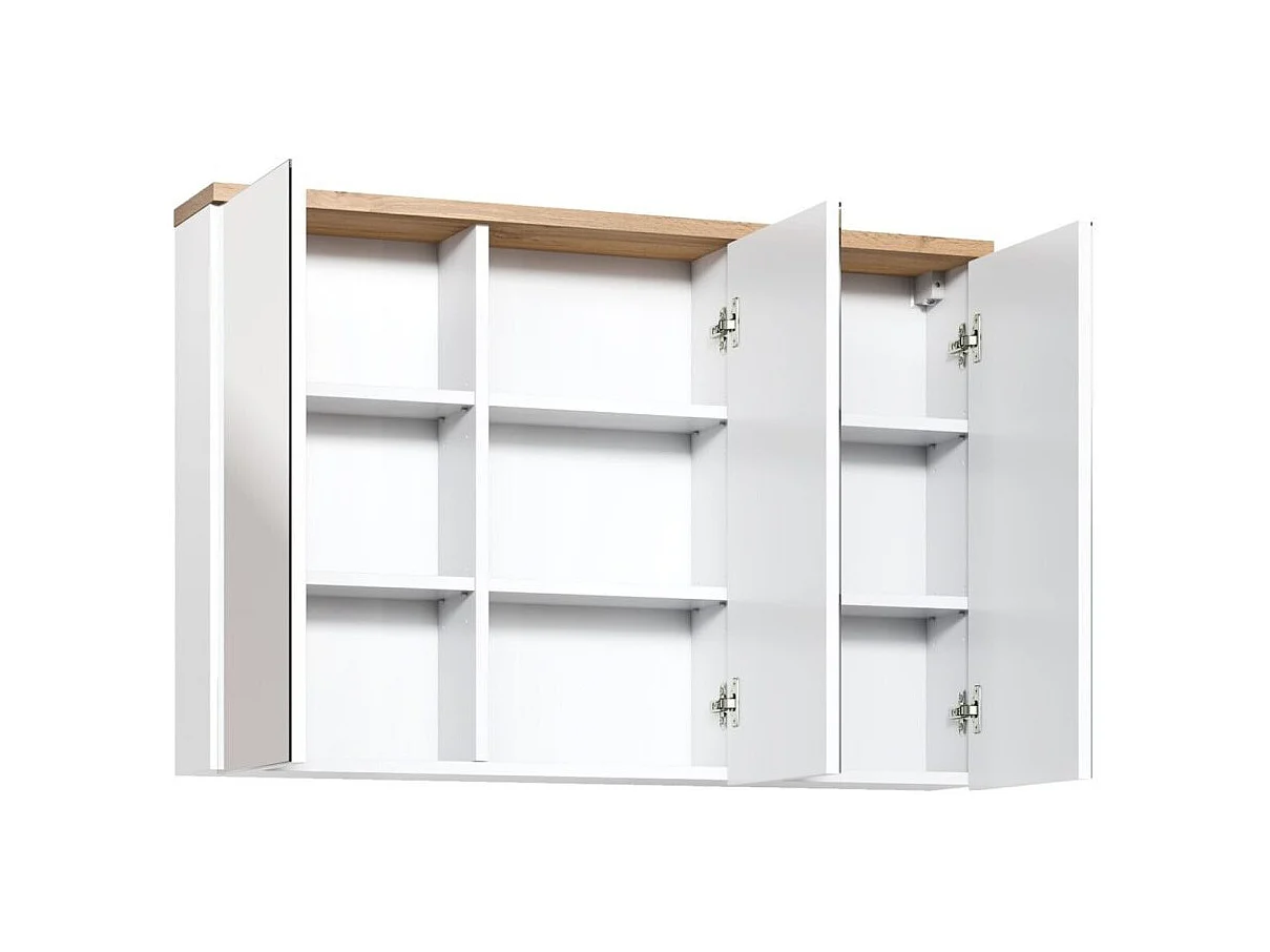 Ensemble de salle de bain ERMANO : meuble sous vasque 100cm + vasque à encastrer + siphon + rangements avec miroirs