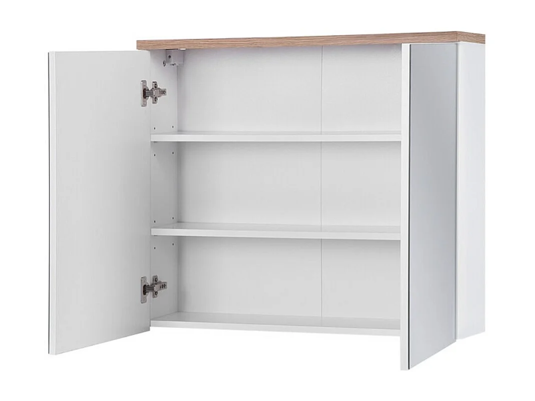 Ensemble ERMANO : meuble sous vasque 80cm + vasque à encastrer + colonne avec panier à linge intégré + rangements avec miroirs