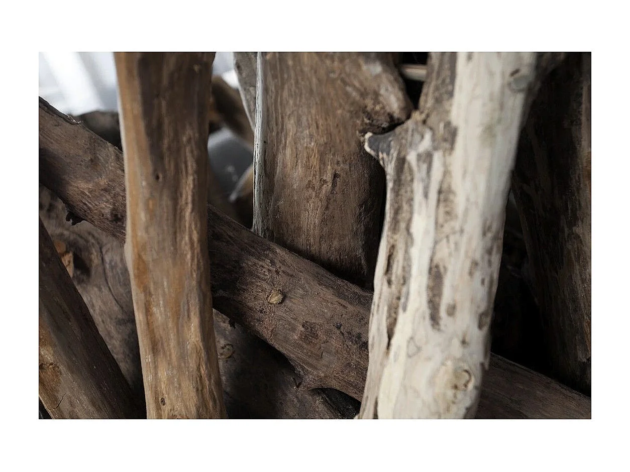 Table basse ronde ARBOREA 60 cm – Table basse en bois de teck avec plateau en verre trempé