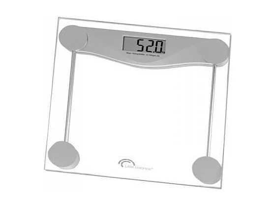 Elektronische weegschaal LITTLE BALANCE 8193 SB2, transparant gehard glazen plateau 300x300 mm, 160 kg / 100 g, groot LCD-scherm