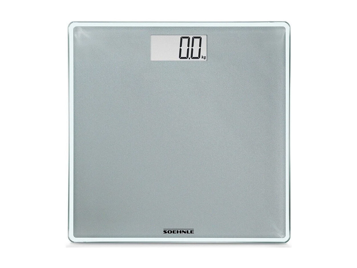 Personenweegschaal Soehnle Style Sense Compact 300 van roestvrijstalen glas, capaciteit 180 kg, nauwkeurigheid 100 g, LCD-scherm 25 mm