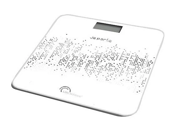 Mówiona waga łazienkowa Voice 180kg Little Balance czarna z regulowaną funkcją głosową i szklanym blatem 30x30 cm