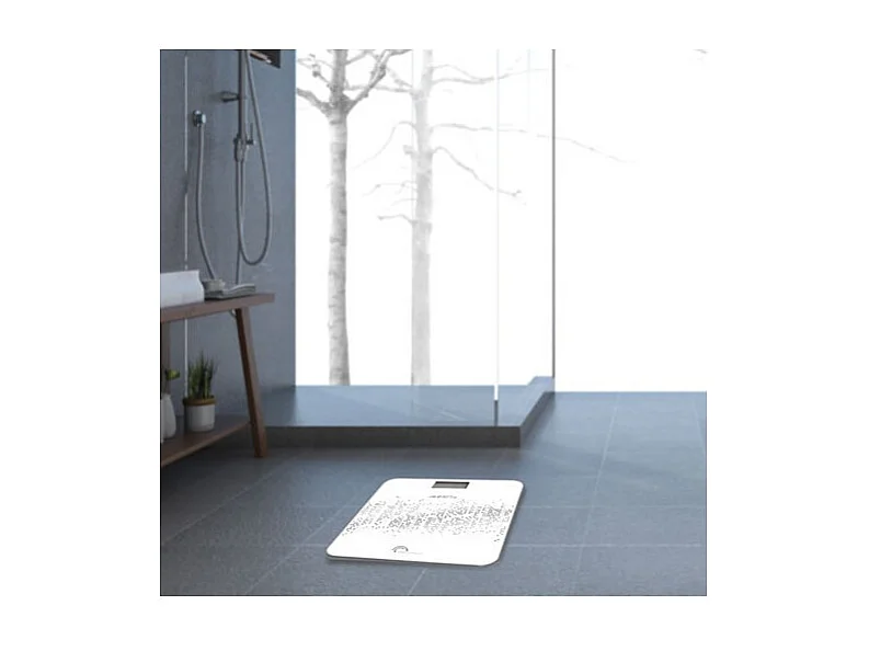 Mówiona waga łazienkowa Voice 180kg Little Balance czarna z regulowaną funkcją głosową i szklanym blatem 30x30 cm