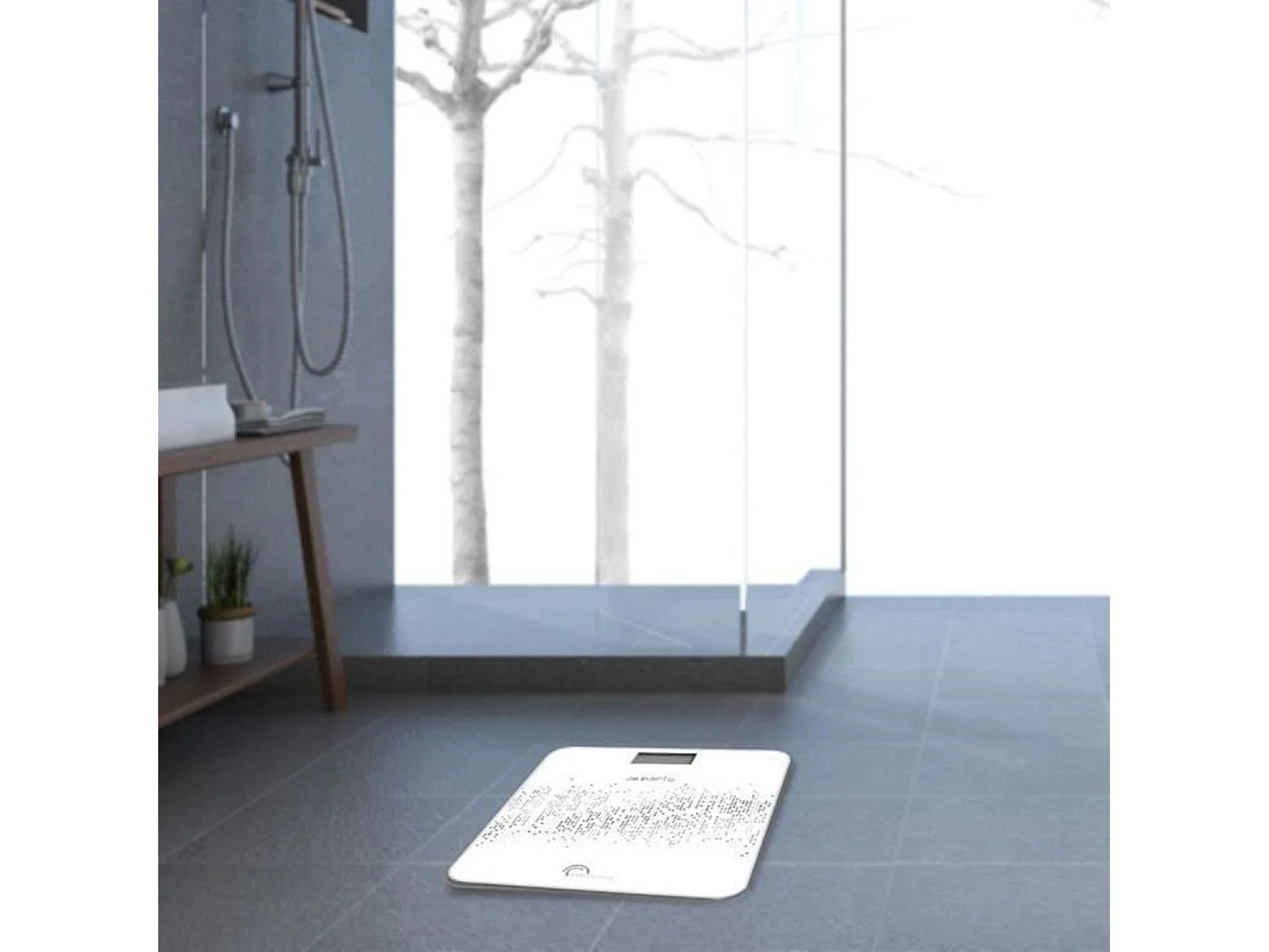 Mówiona waga łazienkowa Voice 180kg Little Balance czarna z regulowaną funkcją głosową i szklanym blatem 30x30 cm