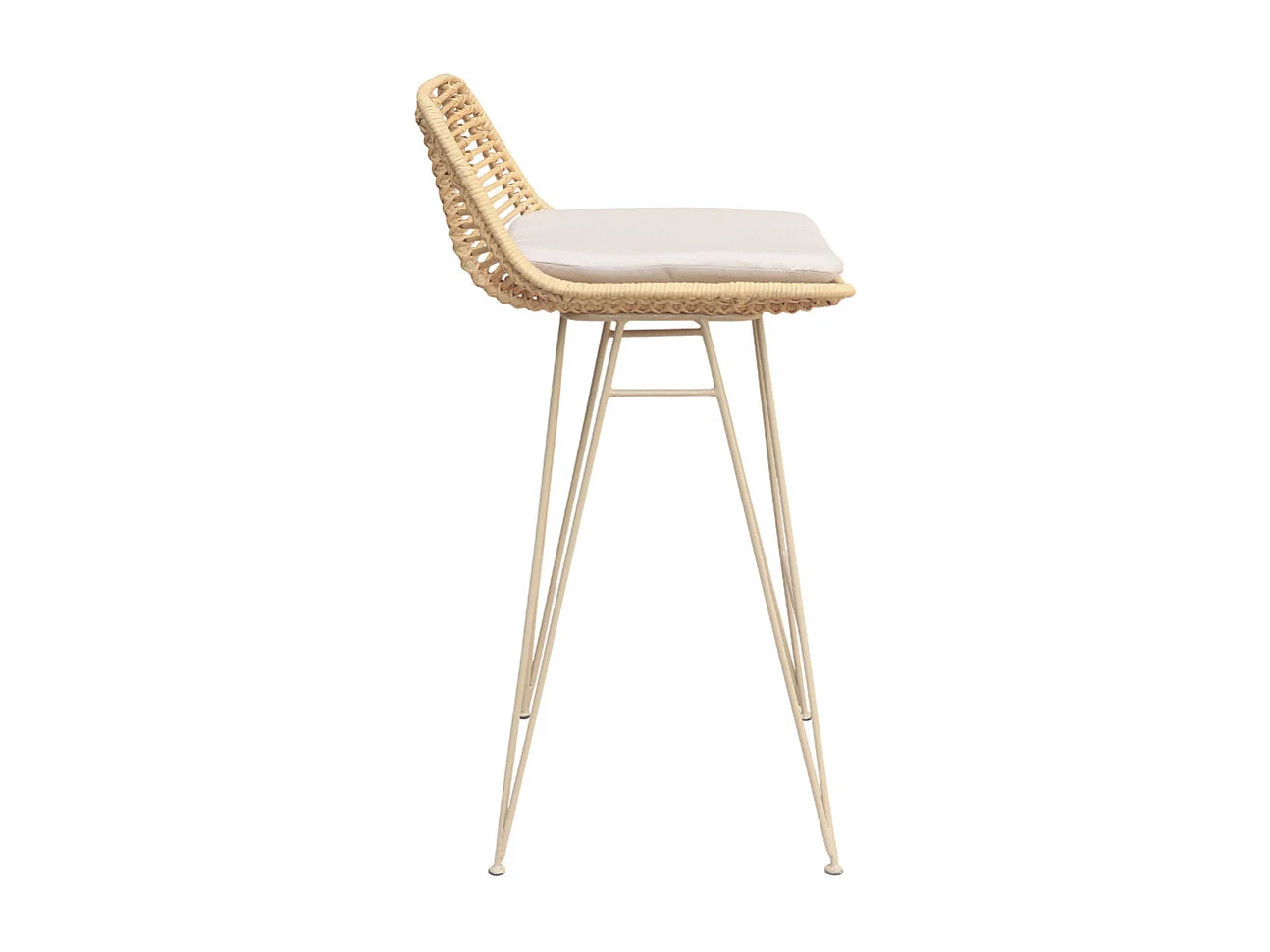 Capurgana - Lot de 2 chaises de bar design en rotin pieds beige H67cm - Naturel