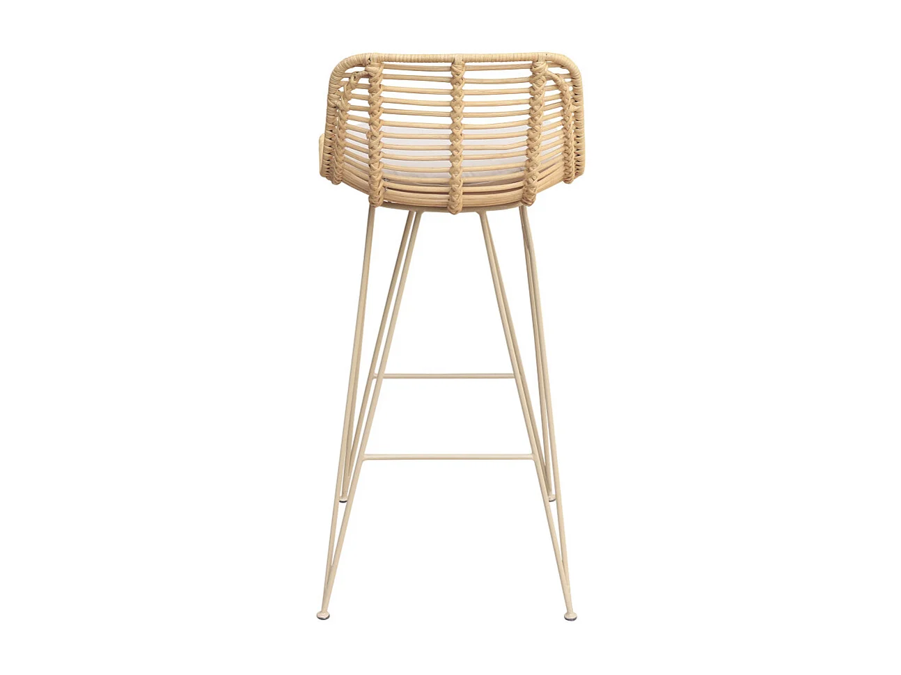 Capurgana - Lot de 2 chaises de bar design en rotin pieds beige H67cm - Naturel