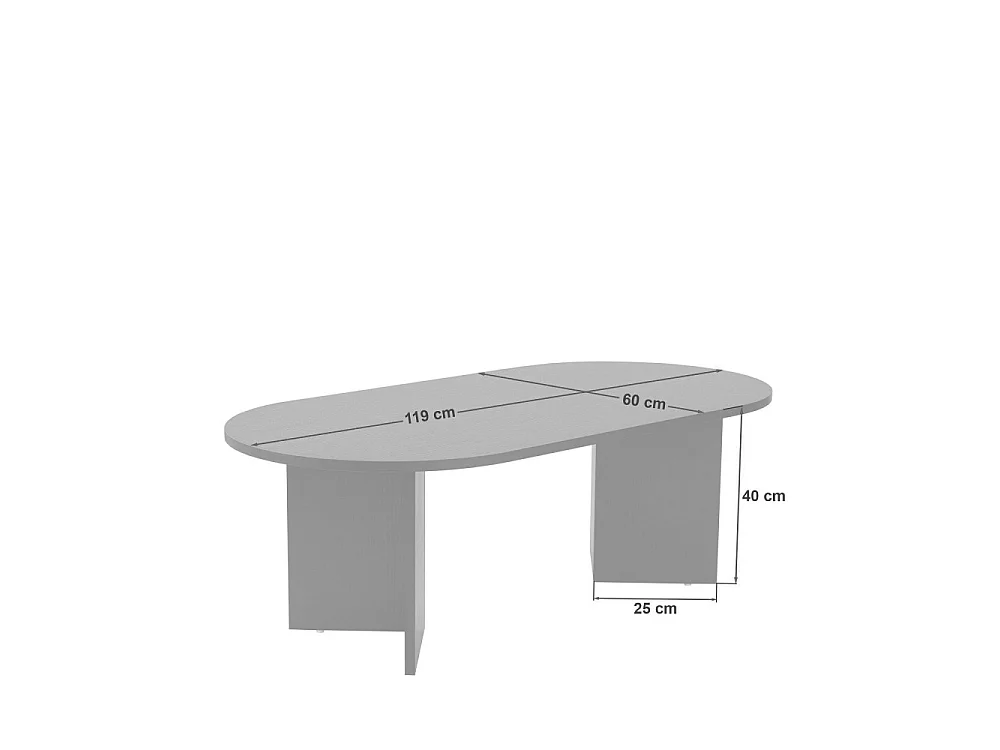 Sam - Table basse ovale en bois et effet travertin - Beige