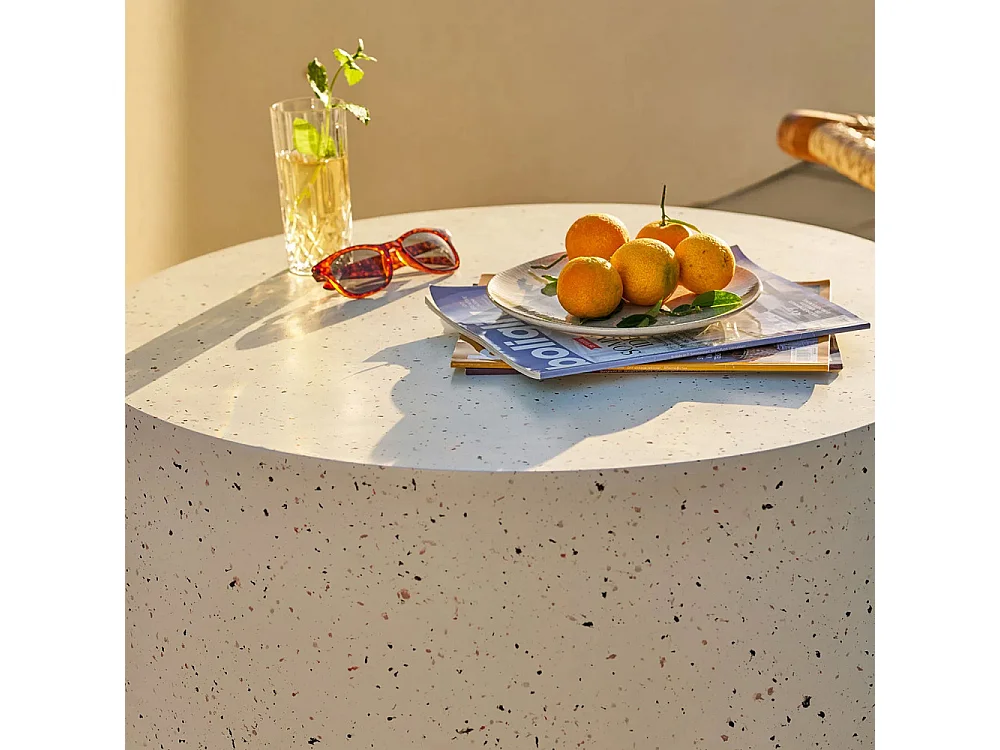 Bonnie - Table basse ronde en effet terrazzo ø70cm - Beige
