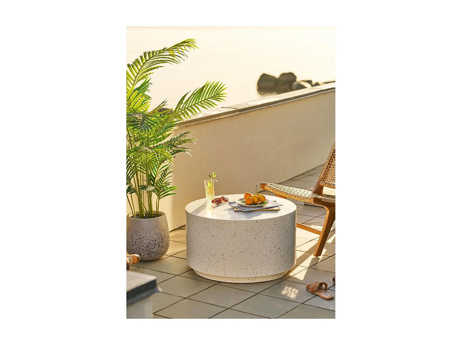Ronja Garten Sofatisch Ø70cm Off White.
