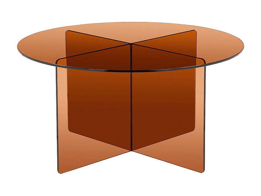 Boston - Table basse ronde en verre ø80cm - Marron