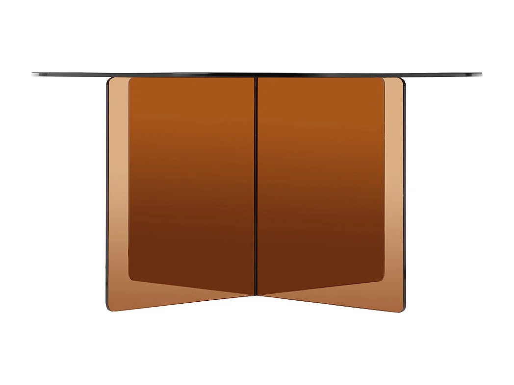 Boston - Table basse ronde en verre ø80cm - Marron