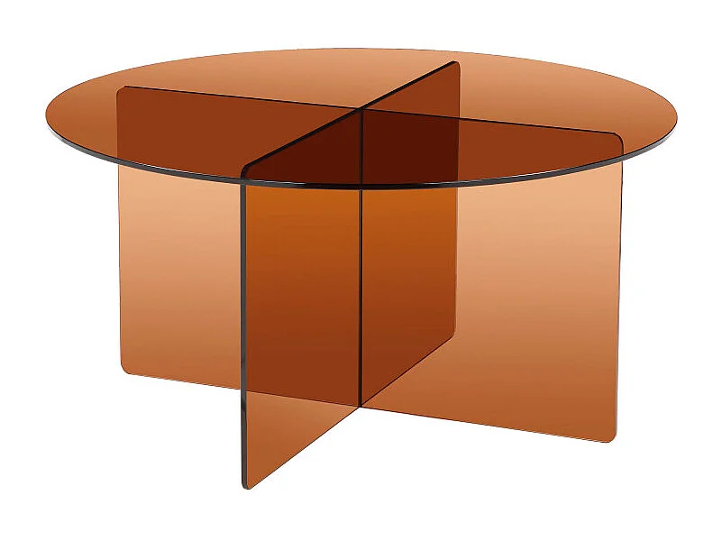 Boston - Table basse ronde en verre ø80cm - Marron