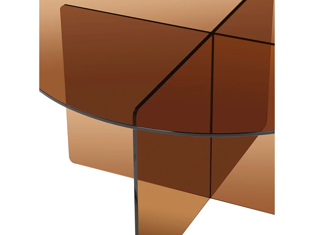 Boston - Table basse ronde en verre ø80cm - Marron