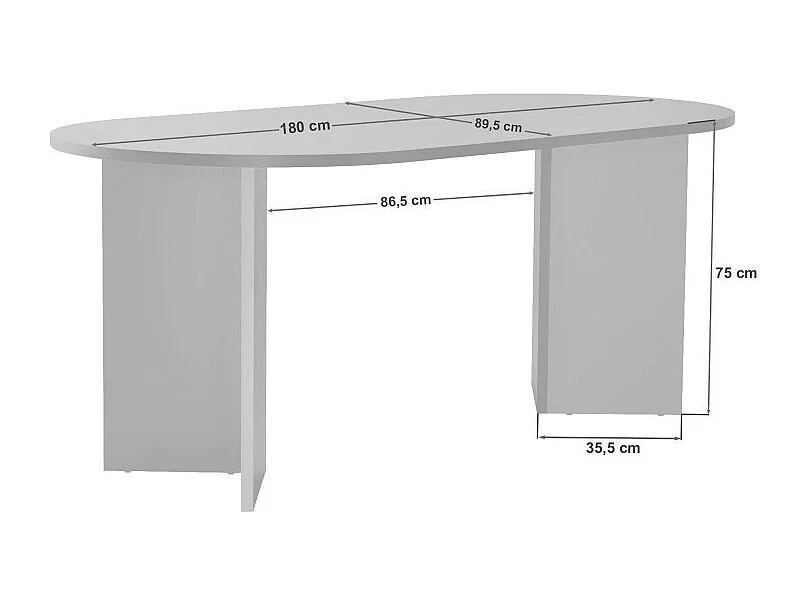 Sam - Table à manger 8 personnes ovale en bois et effet travertin - Beige