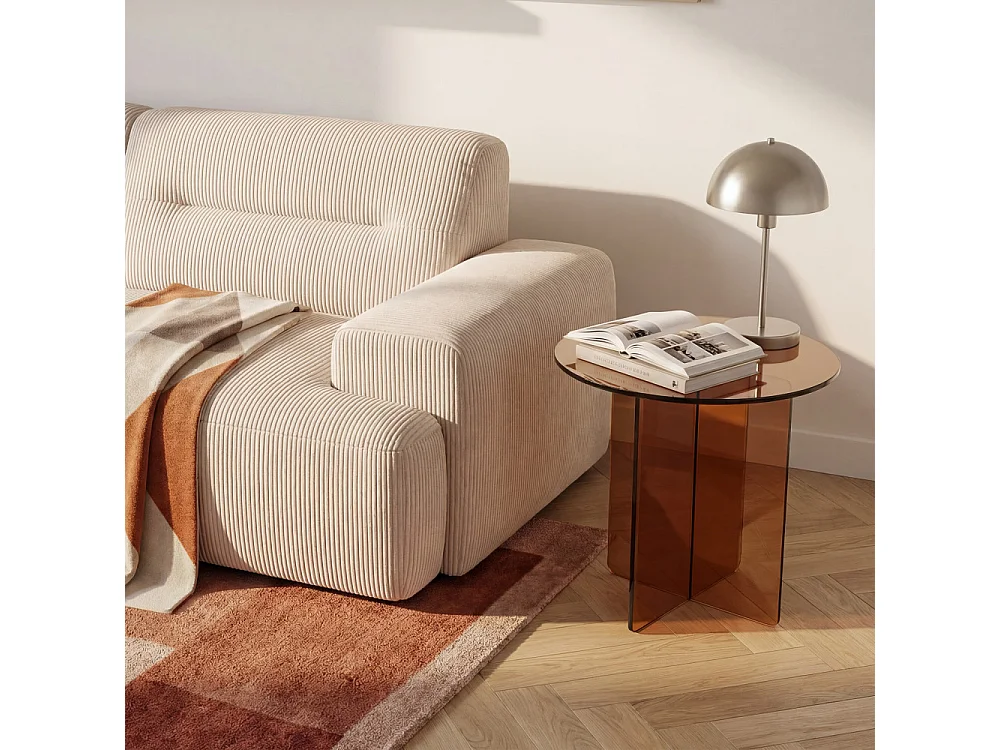 Boston - Table d'appoint ronde en verre ø45cm - Marron