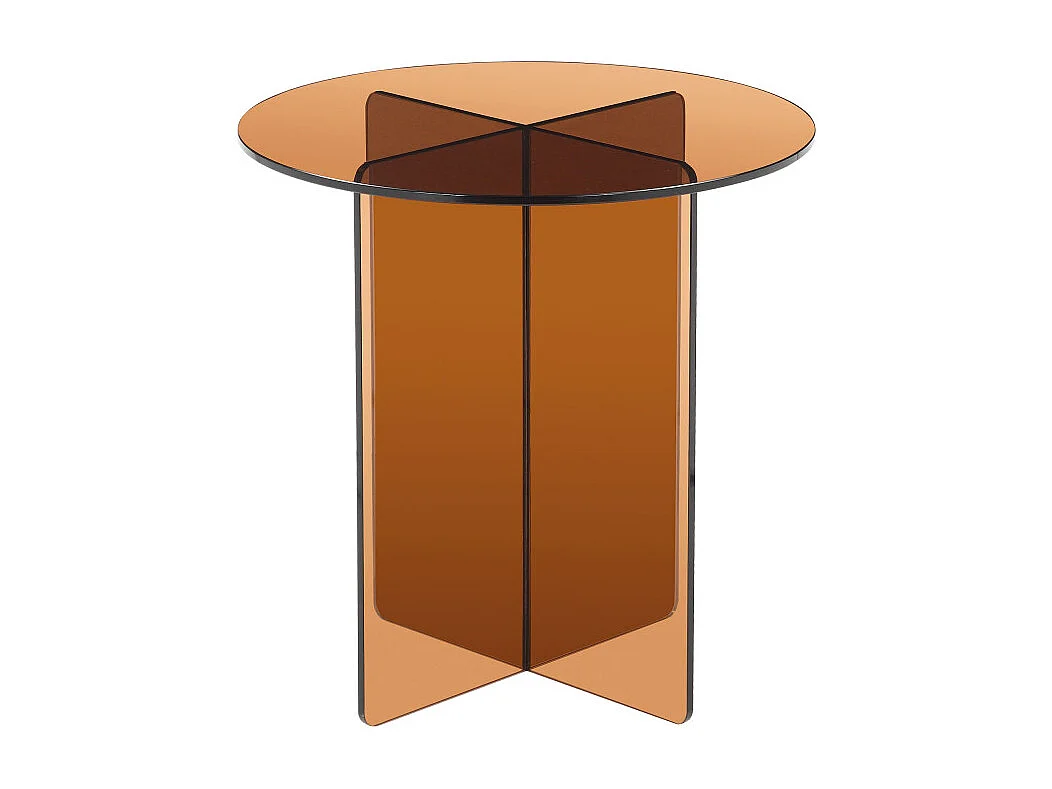 Boston - Table d'appoint ronde en verre ø45cm - Marron