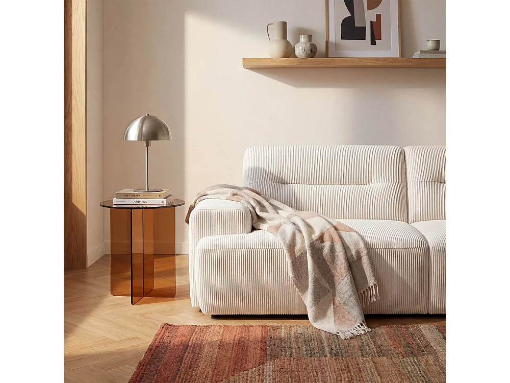 Boston - Table d'appoint ronde en verre ø45cm - Marron