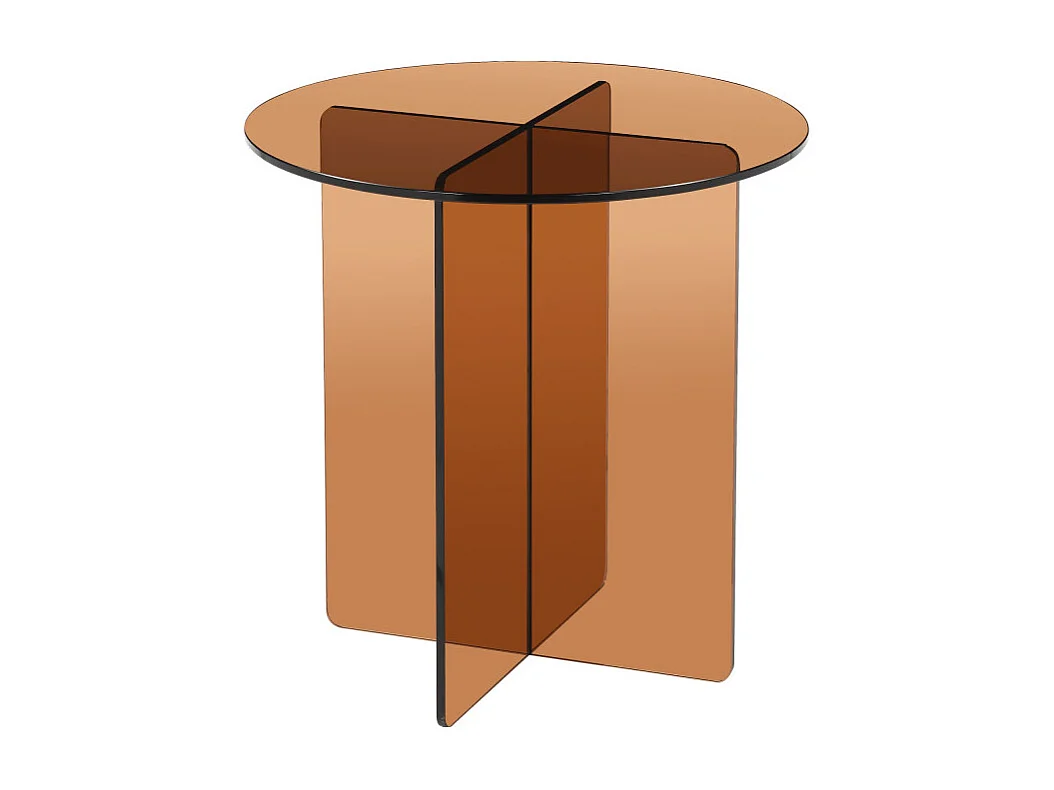 Boston - Table d'appoint ronde en verre ø45cm - Marron