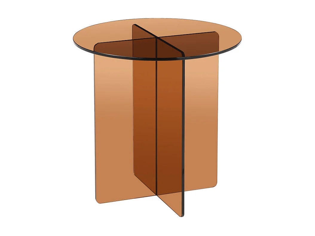 Boston - Table d'appoint ronde en verre ø45cm - Marron