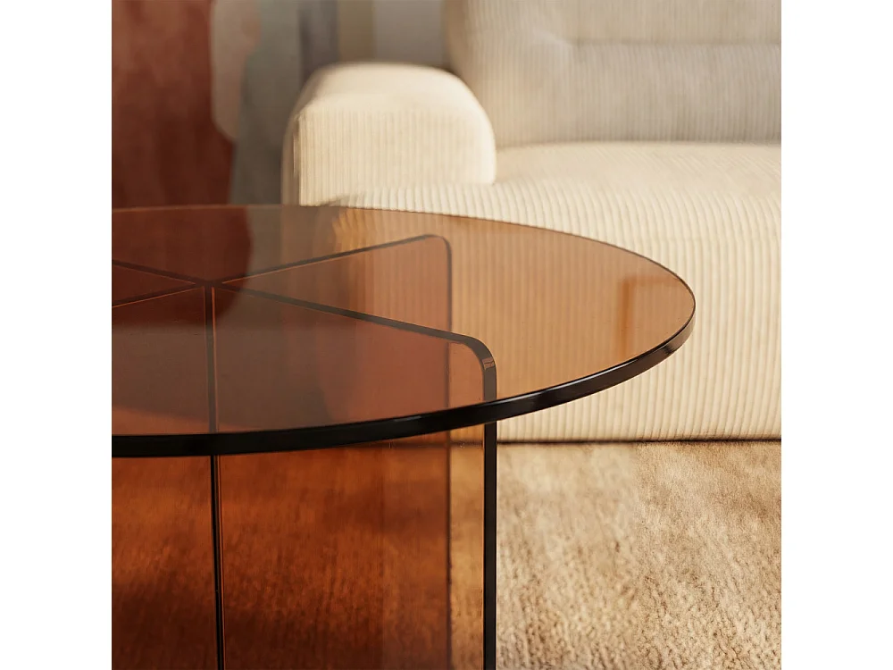 Boston - Table d'appoint ronde en verre ø45cm - Marron